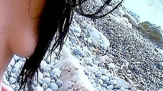 Horny skinny teen Megan secretly fucked by step brother on the beach