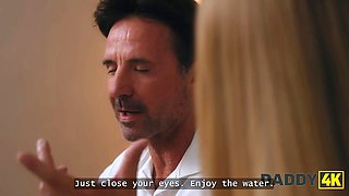 Daddy4k. a Horny Blonde tempted her boyfriend's father