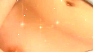 Gently masturbates her red pussy with her finger and gets an orgasm. Caressing excited tits