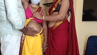 Homemade Indian Housewife Threesome - Tamil Maid & Teacher Fuck in 4K